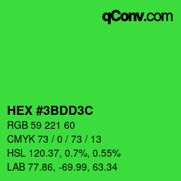 Color code: HEX #3BDD3C | qconv.com