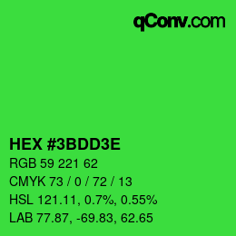Color code: HEX #3BDD3E | qconv.com