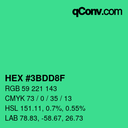 カラーコード: HEX #3BDD8F | qconv.com