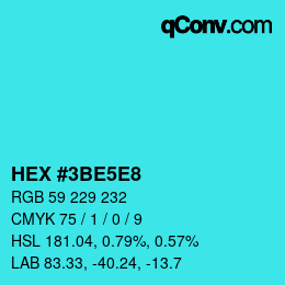 颜色代码: HEX #3BE5E8 | qconv.com
