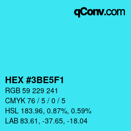 カラーコード: HEX #3BE5F1 | qconv.com