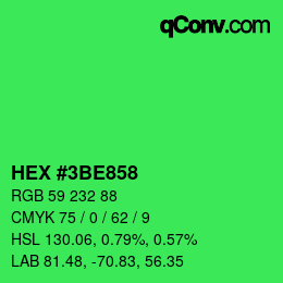 Farbcode: HEX #3BE858 | qconv.com