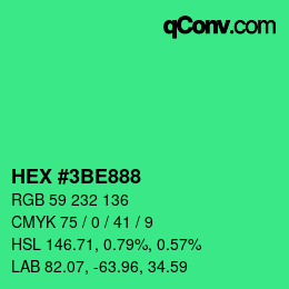 Farbcode: HEX #3BE888 | qconv.com