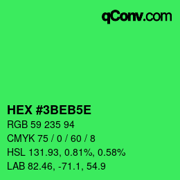 Farbcode: HEX #3BEB5E | qconv.com