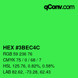 Color code: HEX #3BEC4C | qconv.com