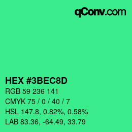 Color code: HEX #3BEC8D | qconv.com