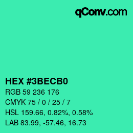 Color code: HEX #3BECB0 | qconv.com