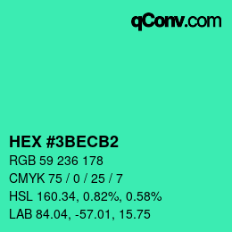 Color code: HEX #3BECB2 | qconv.com