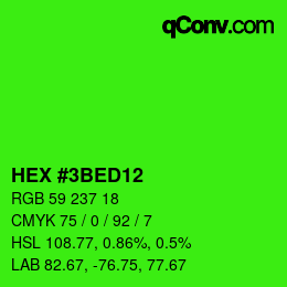 Color code: HEX #3BED12 | qconv.com