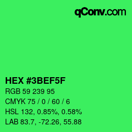 カラーコード: HEX #3BEF5F | qconv.com