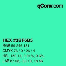 Color code: HEX #3BF6B5 | qconv.com