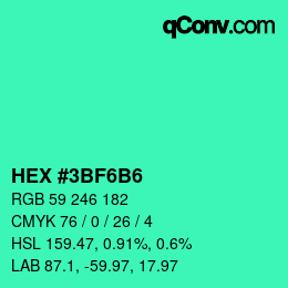 Color code: HEX #3BF6B6 | qconv.com