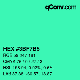 颜色代码: HEX #3BF7B5 | qconv.com