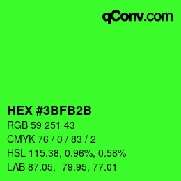 Color code: HEX #3BFB2B | qconv.com