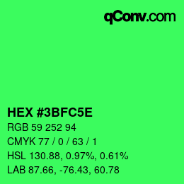 Farbcode: HEX #3BFC5E | qconv.com