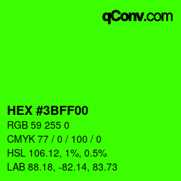 Color code: HEX #3BFF00 | qconv.com