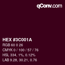 Color code: HEX #3C001A | qconv.com