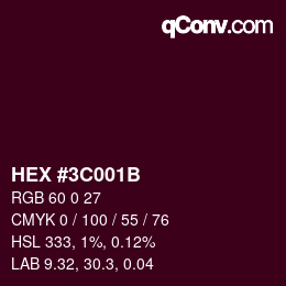 Color code: HEX #3C001B | qconv.com