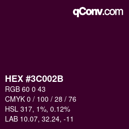 Color code: HEX #3C002B | qconv.com