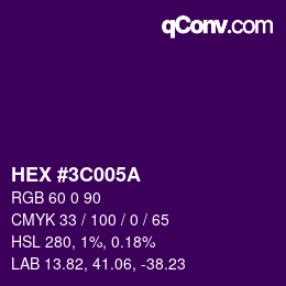 Color code: HEX #3C005A | qconv.com