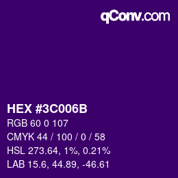 Color code: HEX #3C006B | qconv.com