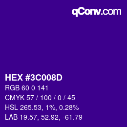 Color code: HEX #3C008D | qconv.com