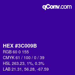 Color code: HEX #3C009B | qconv.com