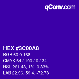 Color code: HEX #3C00A8 | qconv.com