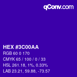 Color code: HEX #3C00AA | qconv.com