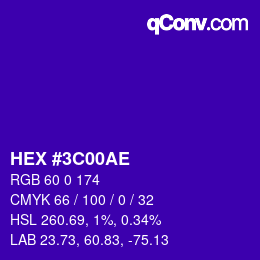 Color code: HEX #3C00AE | qconv.com