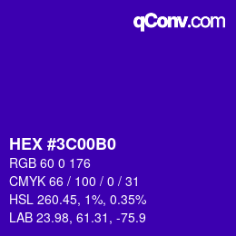 Color code: HEX #3C00B0 | qconv.com