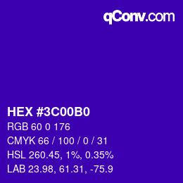 Color code: HEX #3C00B0 | qconv.com