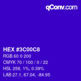 Color code: HEX #3C00C8 | qconv.com