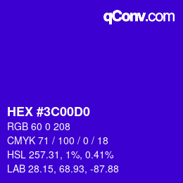 カラーコード: HEX #3C00D0 | qconv.com