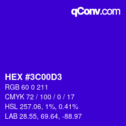 Color code: HEX #3C00D3 | qconv.com