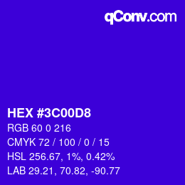 カラーコード: HEX #3C00D8 | qconv.com
