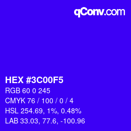 Color code: HEX #3C00F5 | qconv.com