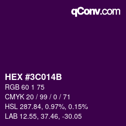 Color code: HEX #3C014B | qconv.com