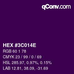 Color code: HEX #3C014E | qconv.com