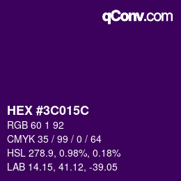 Color code: HEX #3C015C | qconv.com