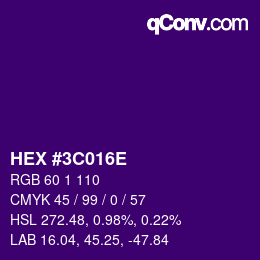 Color code: HEX #3C016E | qconv.com