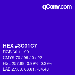 Color code: HEX #3C01C7 | qconv.com