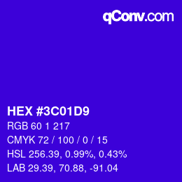 Color code: HEX #3C01D9 | qconv.com