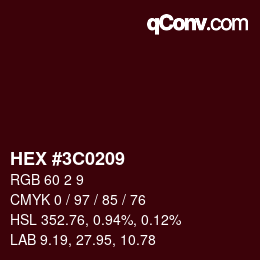 Color code: HEX #3C0209 | qconv.com