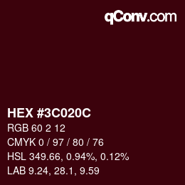 Color code: HEX #3C020C | qconv.com