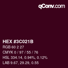 Color code: HEX #3C021B | qconv.com
