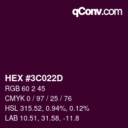 Color code: HEX #3C022D | qconv.com
