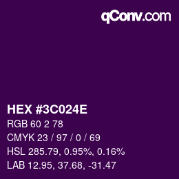 Color code: HEX #3C024E | qconv.com