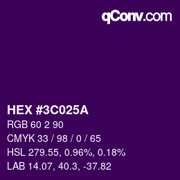 Color code: HEX #3C025A | qconv.com