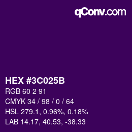 Color code: HEX #3C025B | qconv.com